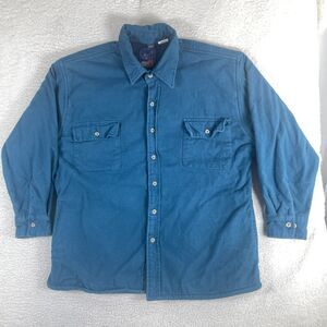 Rock Canyon Flannel Shirt Mens Large Blue Fleece Lined Heavy Long Sleeve Button